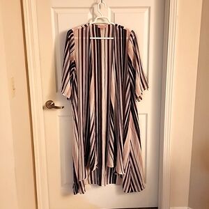 Mauve and Black Striped Kimono